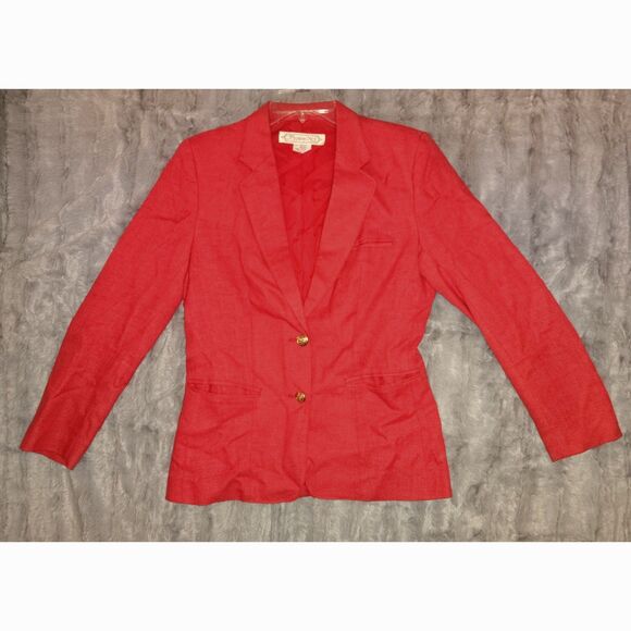 Vintage Bryson Ms Size 12 Linen Blend Red/ Orange Blazer Jacket Women's RN57904 - Picture 1 of 10